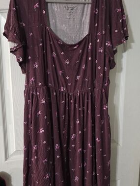 Torrid Super Soft Burgundy Floral Midi Dress Sz 1